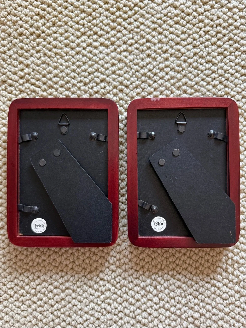 vintage burgundy wood picture frame set of 2 - fetco beacon hill!